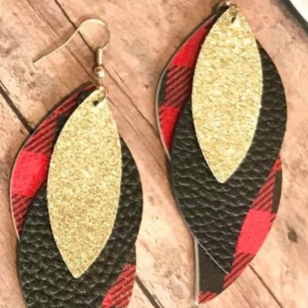 Plaid and Gold Earrings